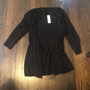 Black Open Front Long Cardigan